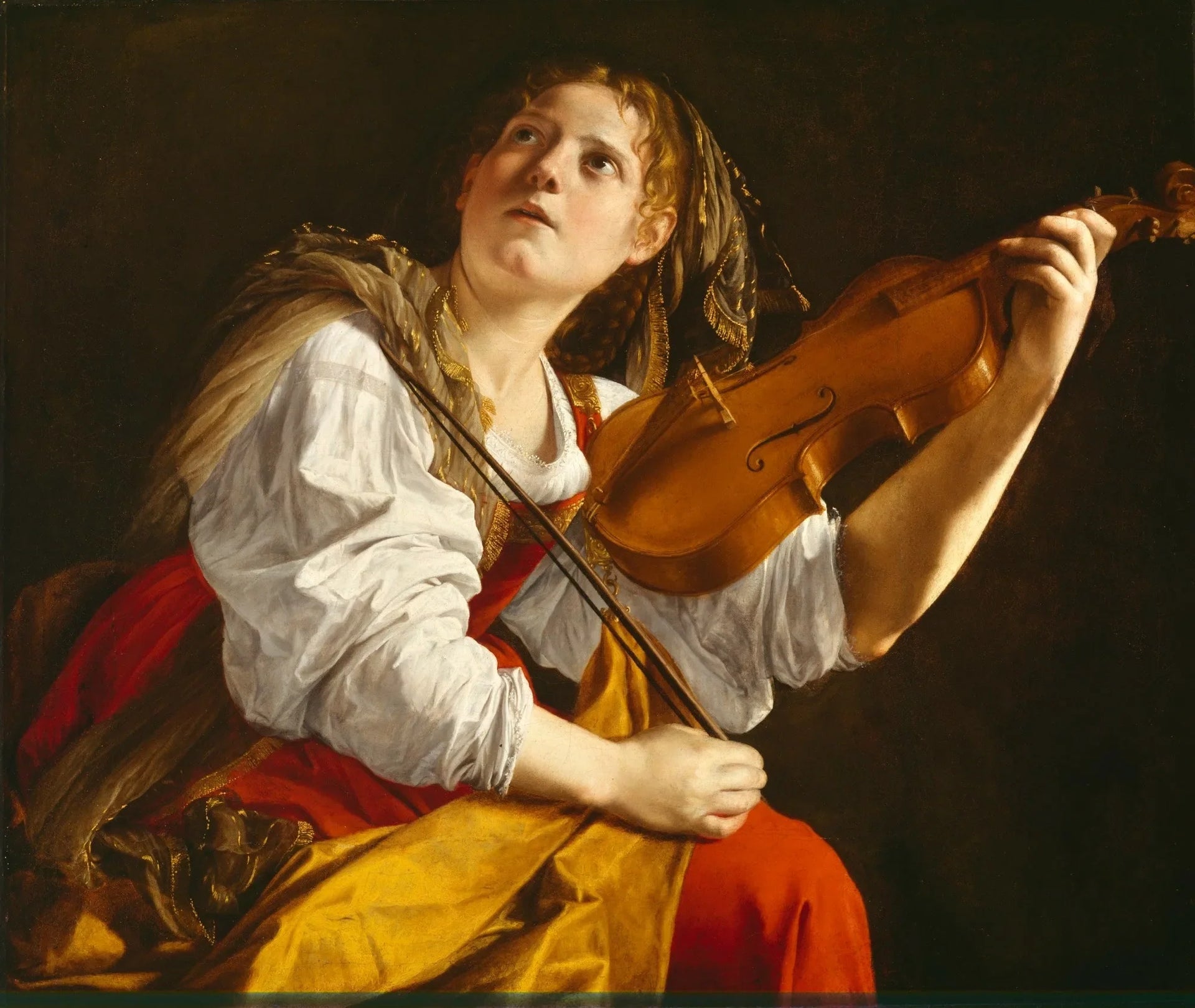 Jeune femme jouant du violon - Orazio Gentileschi image 1 tableau peint à l’huile sur toile