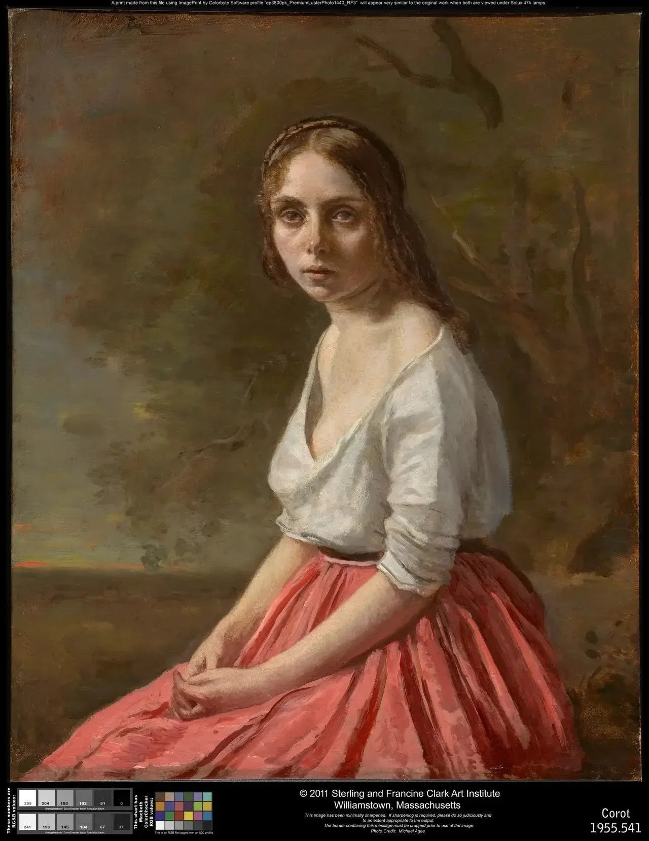 Jeune fille à la jupe rose - Jean-Baptiste Camille Corot image 1 copie peinte à la main à l’huile