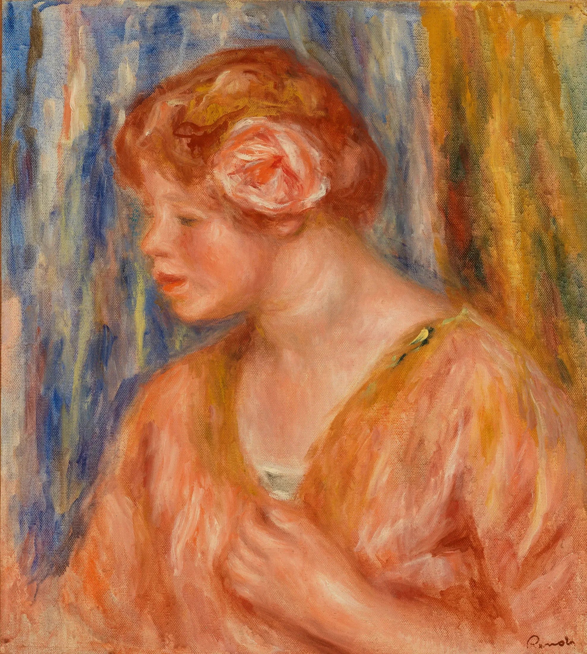 Jeune fille à la rose - Pierre-Auguste Renoir image 1 tableau peint à l’huile sur toile
