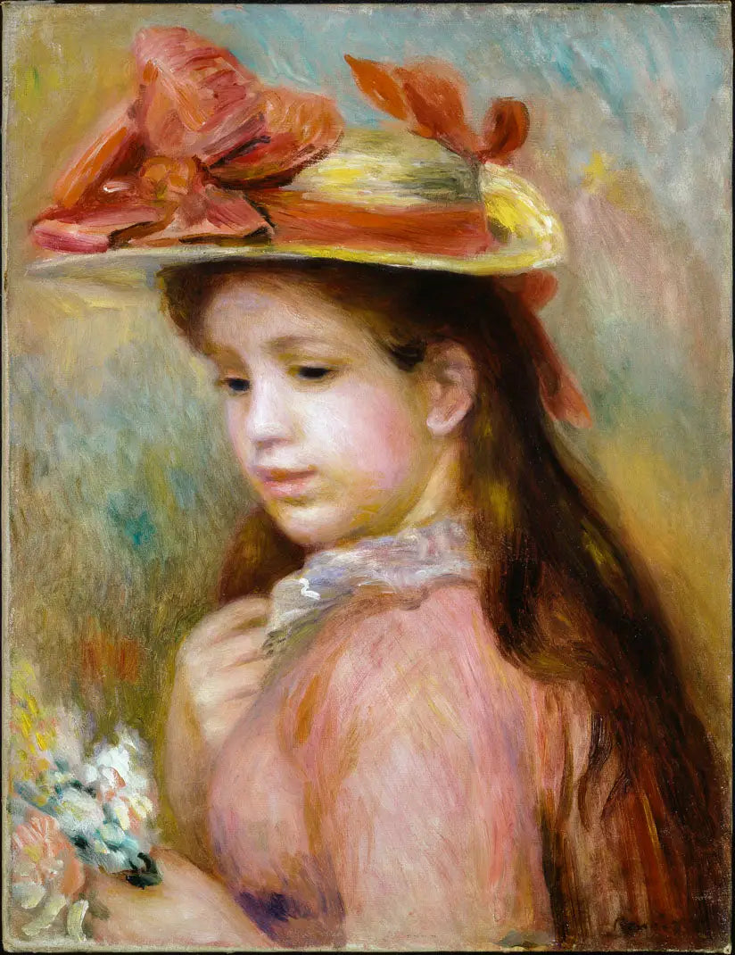 Jeune fille au chapeau - Pierre-Auguste Renoir image 1 copie de tableau peinte à la main