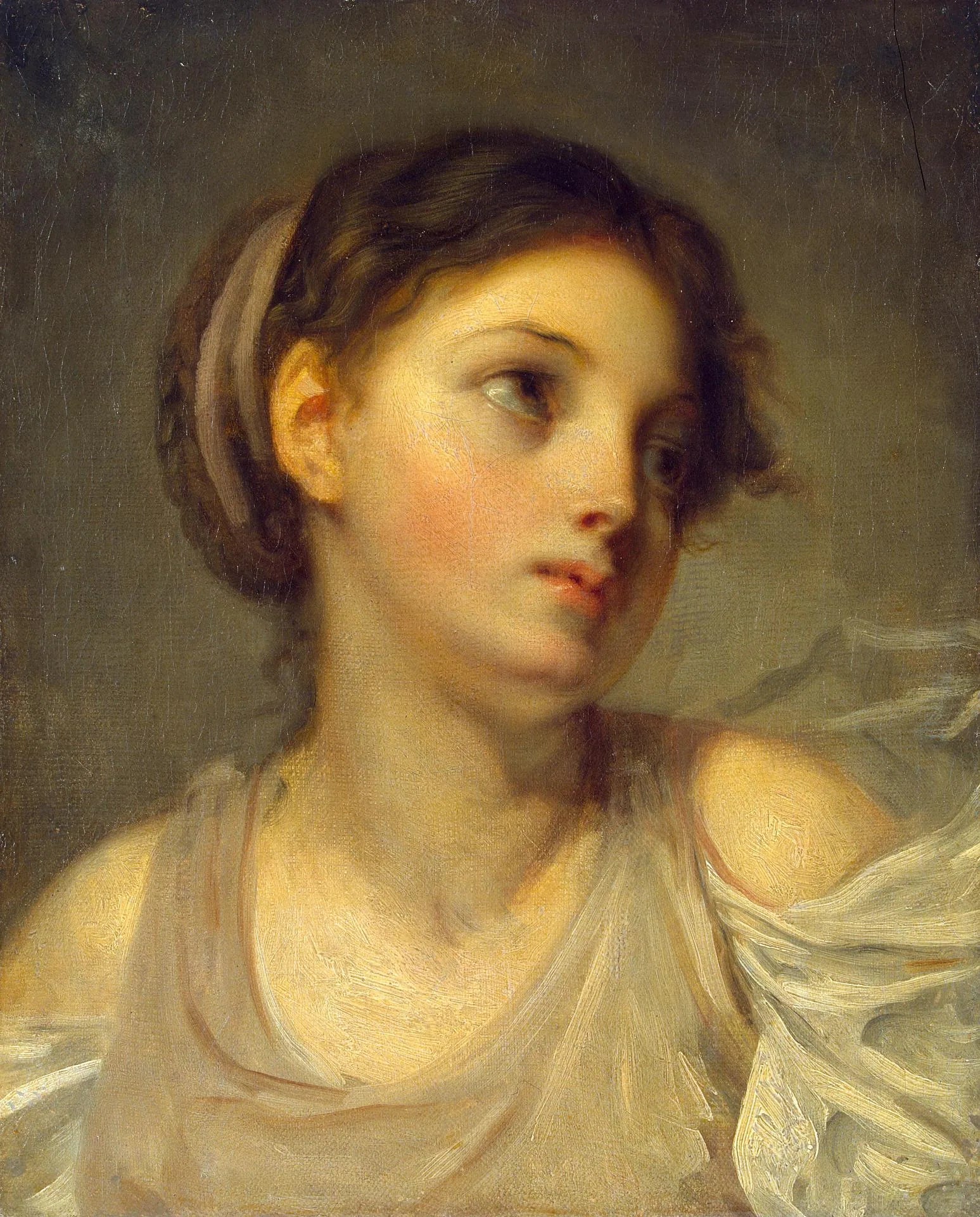 Jeune fille en tunique lilas - Jean-Baptiste Greuze image 1 tableau peint à l’huile sur toile