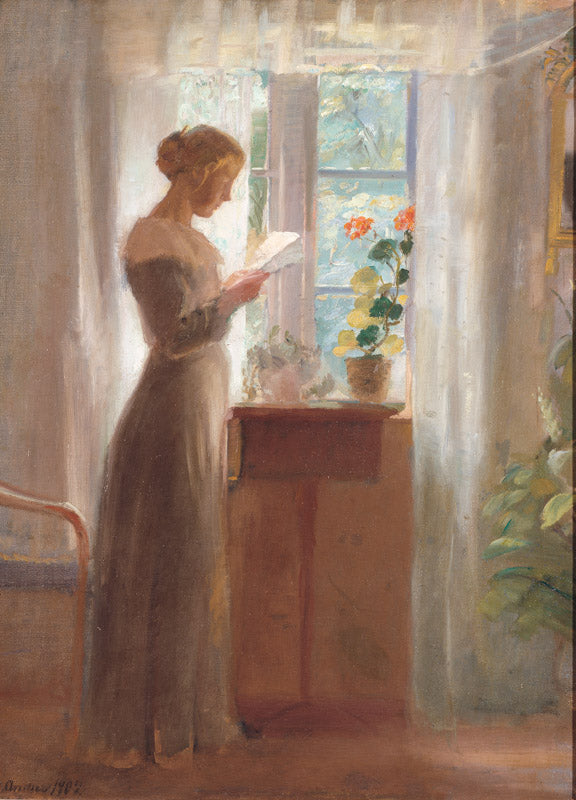 Jeune fille lisant une lettre. - Anna Ancher image 1 reproduction artisanale de tableau