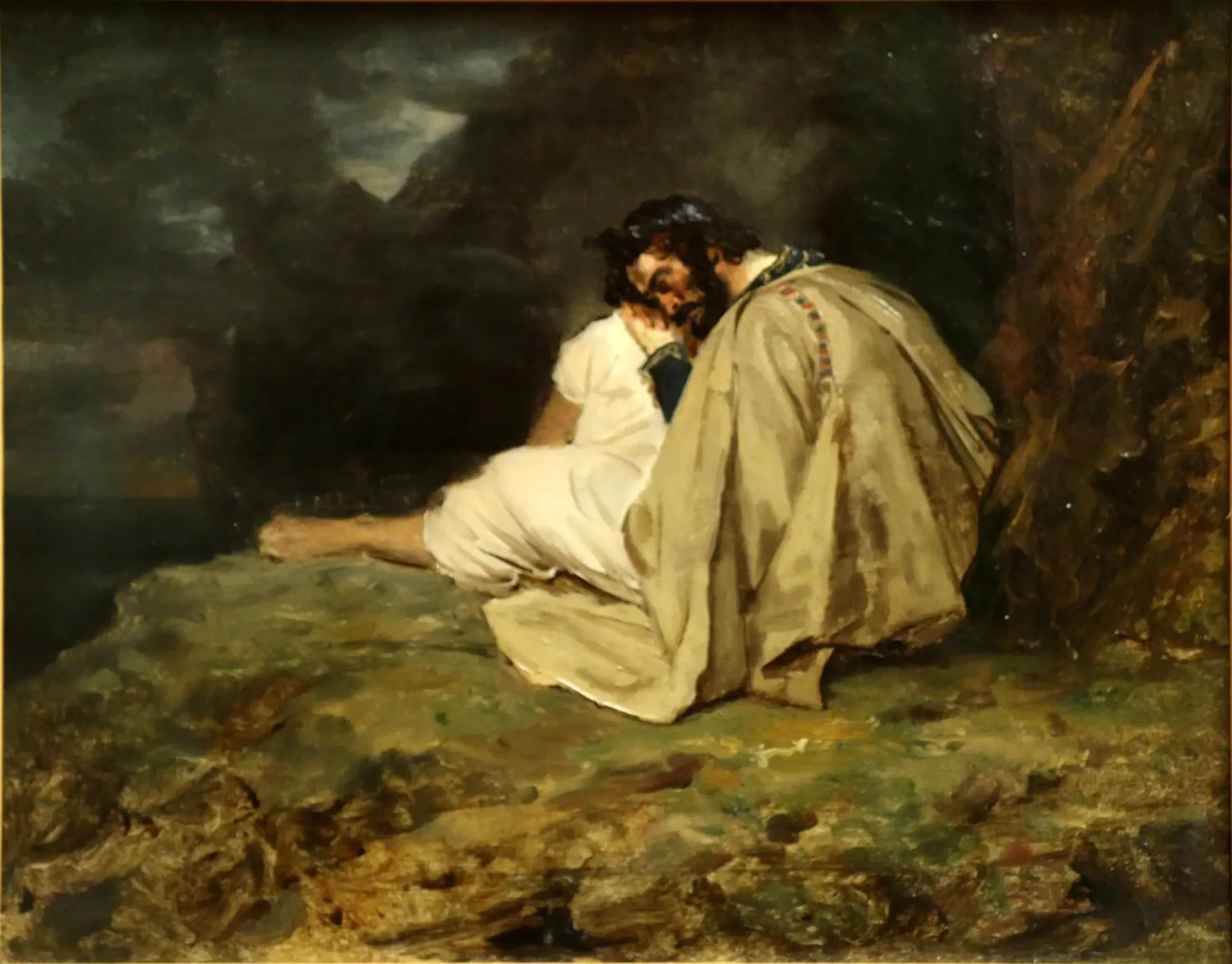 Jeune grec endormi sur un rocher au bord de la mer - Théodore Géricault image 1 tableau peint à l’huile sur toile