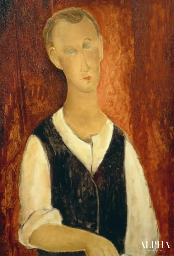 Jeune homme avec le gilet noir - Amedeo Modigliani - Reproductions de tableaux et peintures haut de gamme