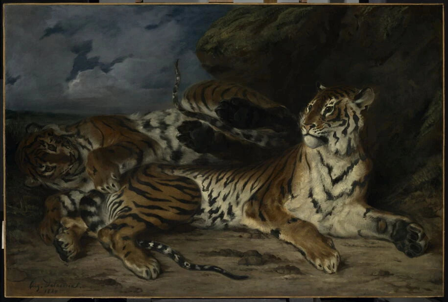 Jeune Tigre jouant avec sa mère, dit aussi Étude de deux tigres - Eugène Delacroix