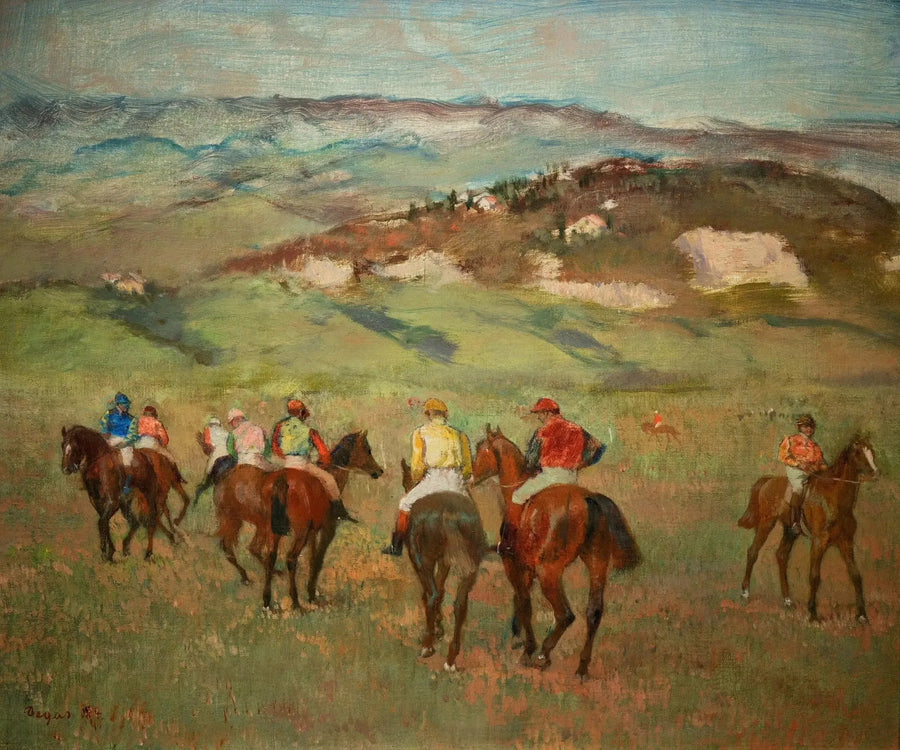 فرسان على ظهور الخيل أمام التلال البعيدة - إدغار ديغاس