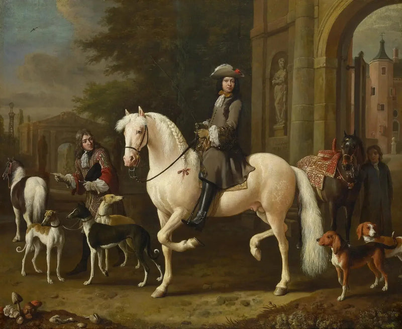 يوهان أوروت (1642-1701) على حصان يعبر بوابة قلعة نيجنرود - ميلكيور دي هوندكوتر