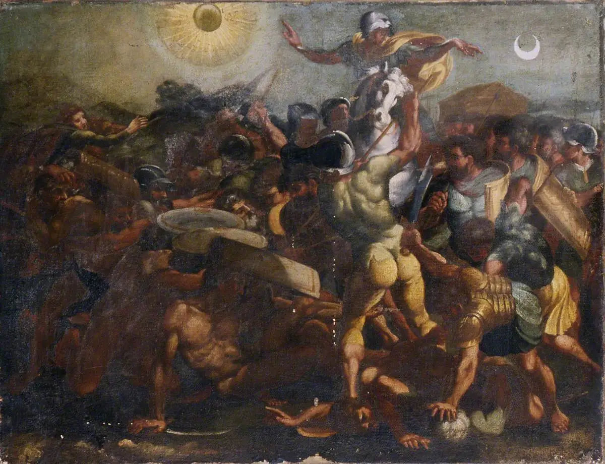 Reproduction du tableau « Josué ordonnant au soleil et à la lune de s'arrêter - Raphaël Sanzio » par Alpha Reproduction en peinture à l’huile