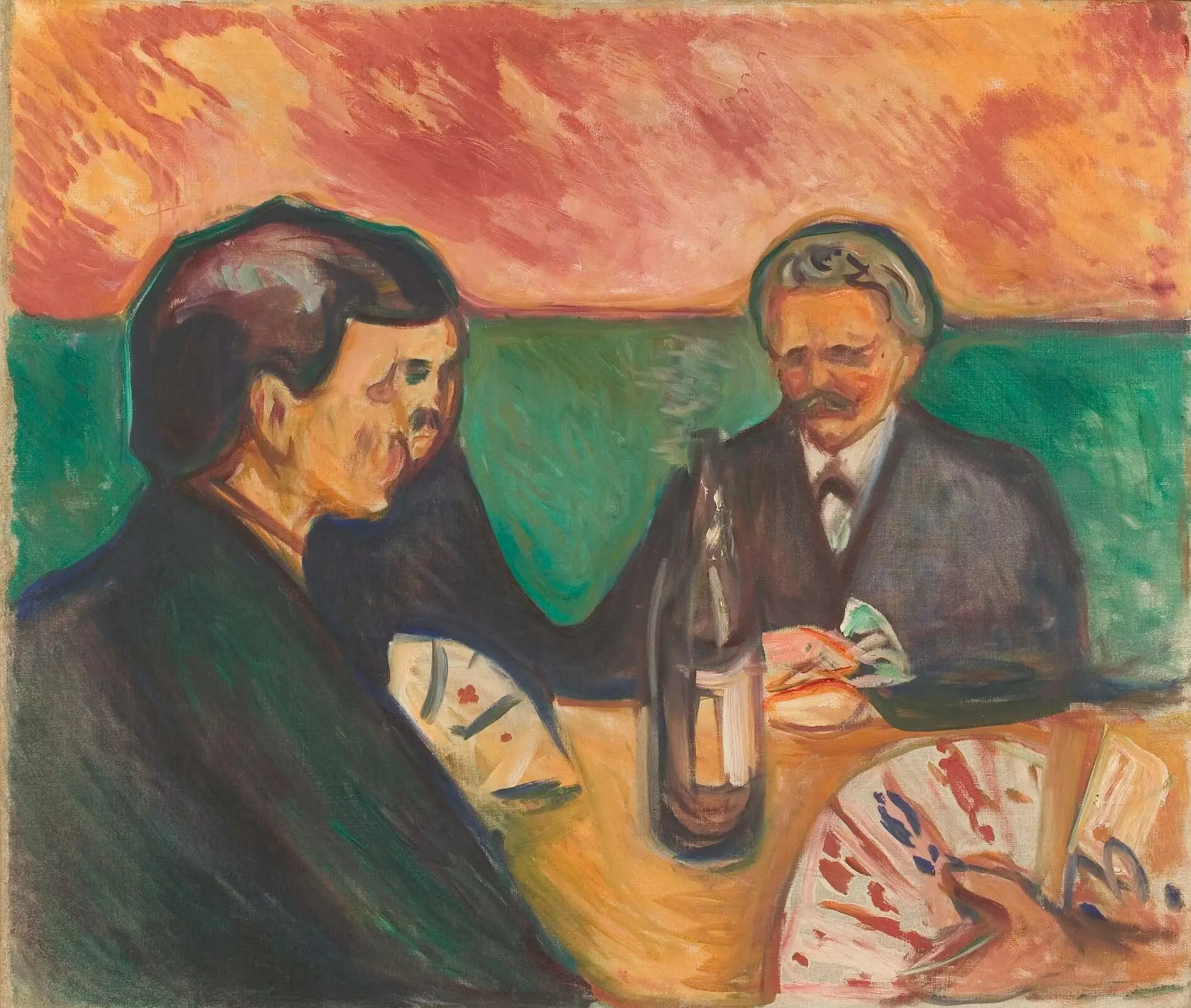 Reproduction du tableau « Joueurs de cartes à Elgersburg - Edvard Munch » par Alpha Reproduction en peinture à l’huile