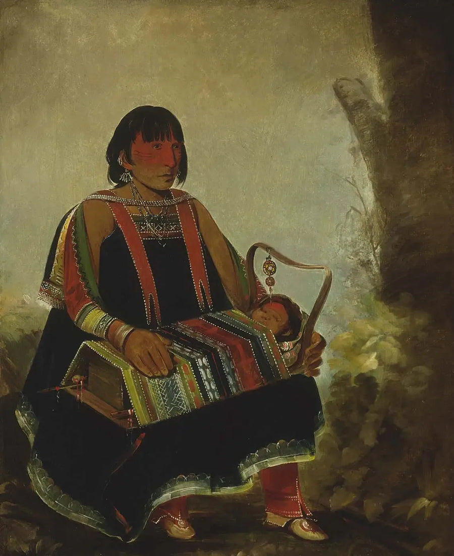 Jú-ah-kís-gaw, امرأة مع طفلها في مهد - جورج كاتلين