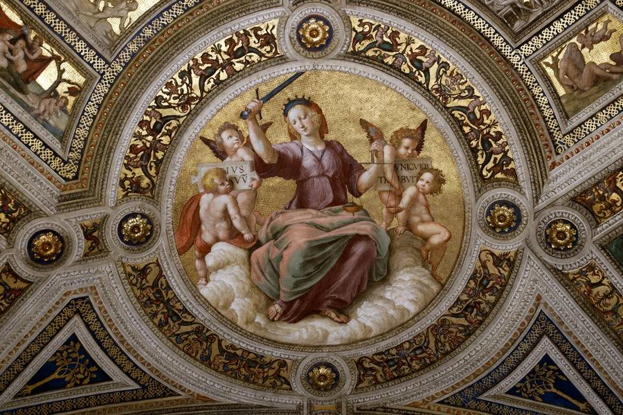 La Justice de Raphaël, voûte de la Chambre de la Signature – reproduction peinture à l’huile sur toile