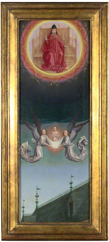 L'âme de saint Bertin emportée vers Dieu - Simon Marmion image 1 tableau peint à l’huile sur toile