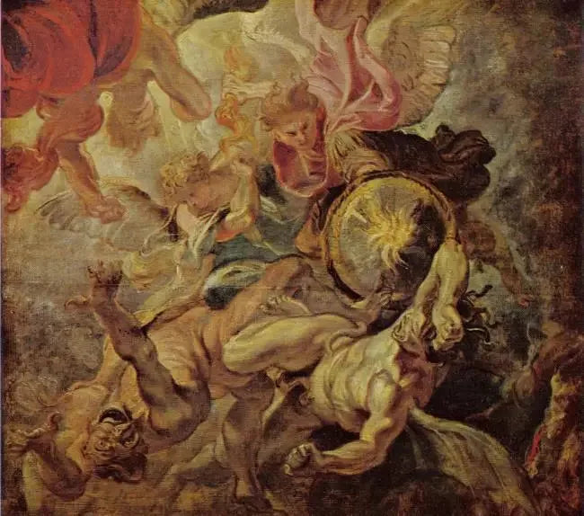 الملاك ميخائيل يهزم الشيطان والملائكة المتمردين (رؤيا 12:7-9)، 1620 - بيتر بول روبنز