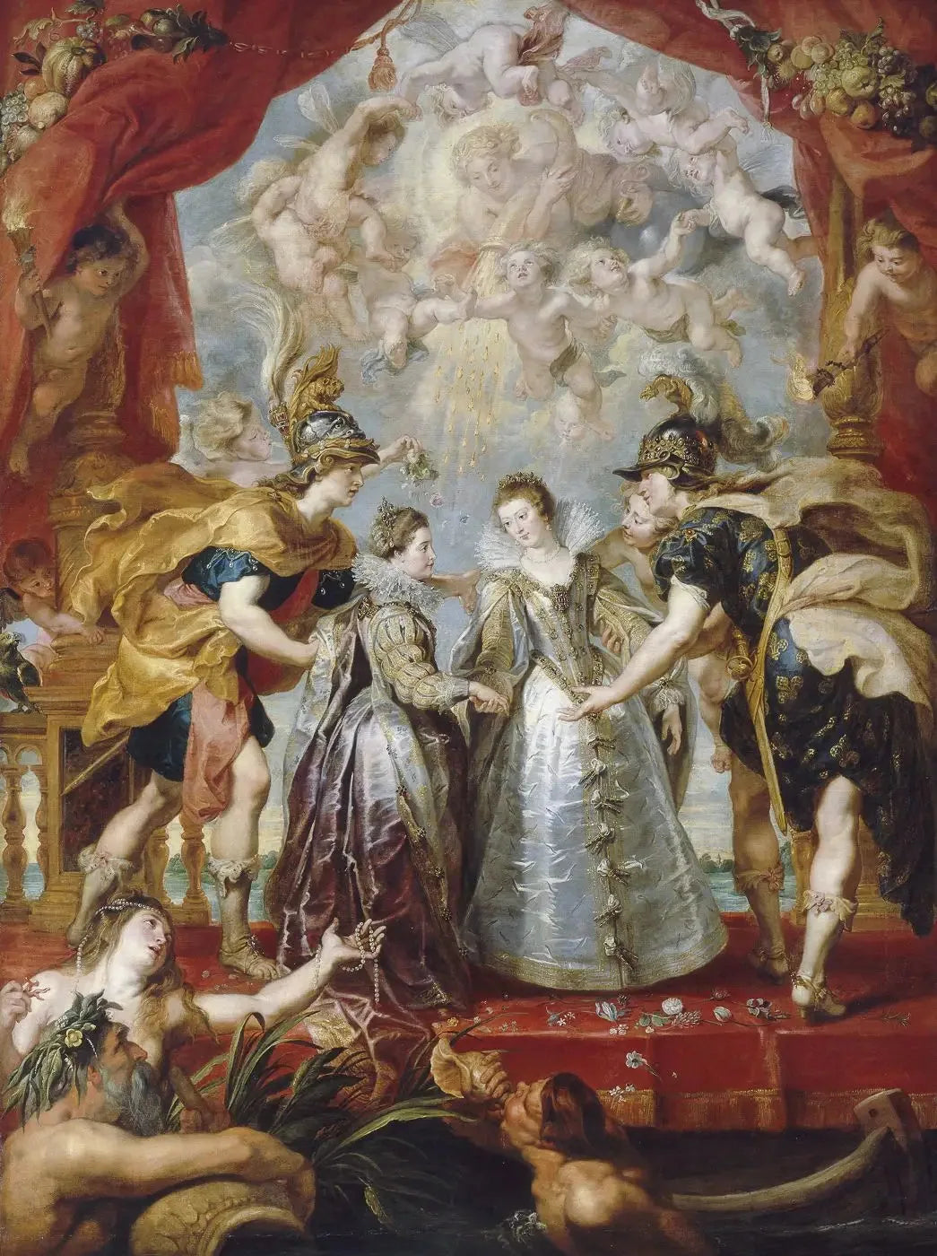 L'Échange des deux princesses sur la rivière d'Andaye, le 9 novembre 1615 - Peter Paul Rubens image 1 copie peinte à la main à l’huile