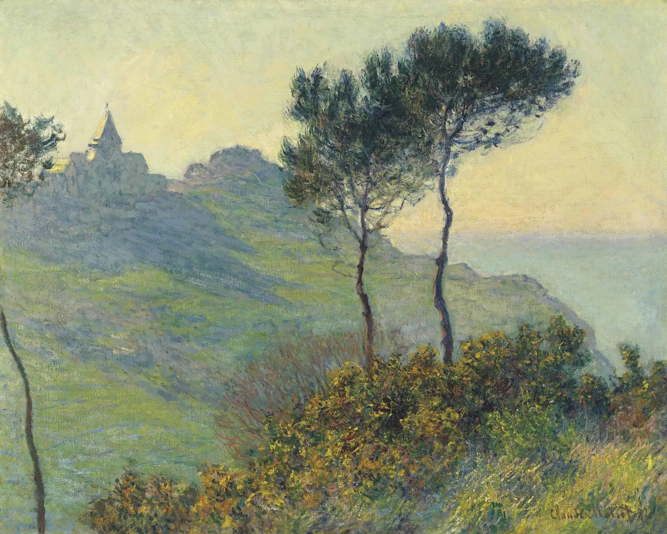 L'Église de Varengeville, soleil couchant - Claude Monet image 1 reproduction artisanale de tableau