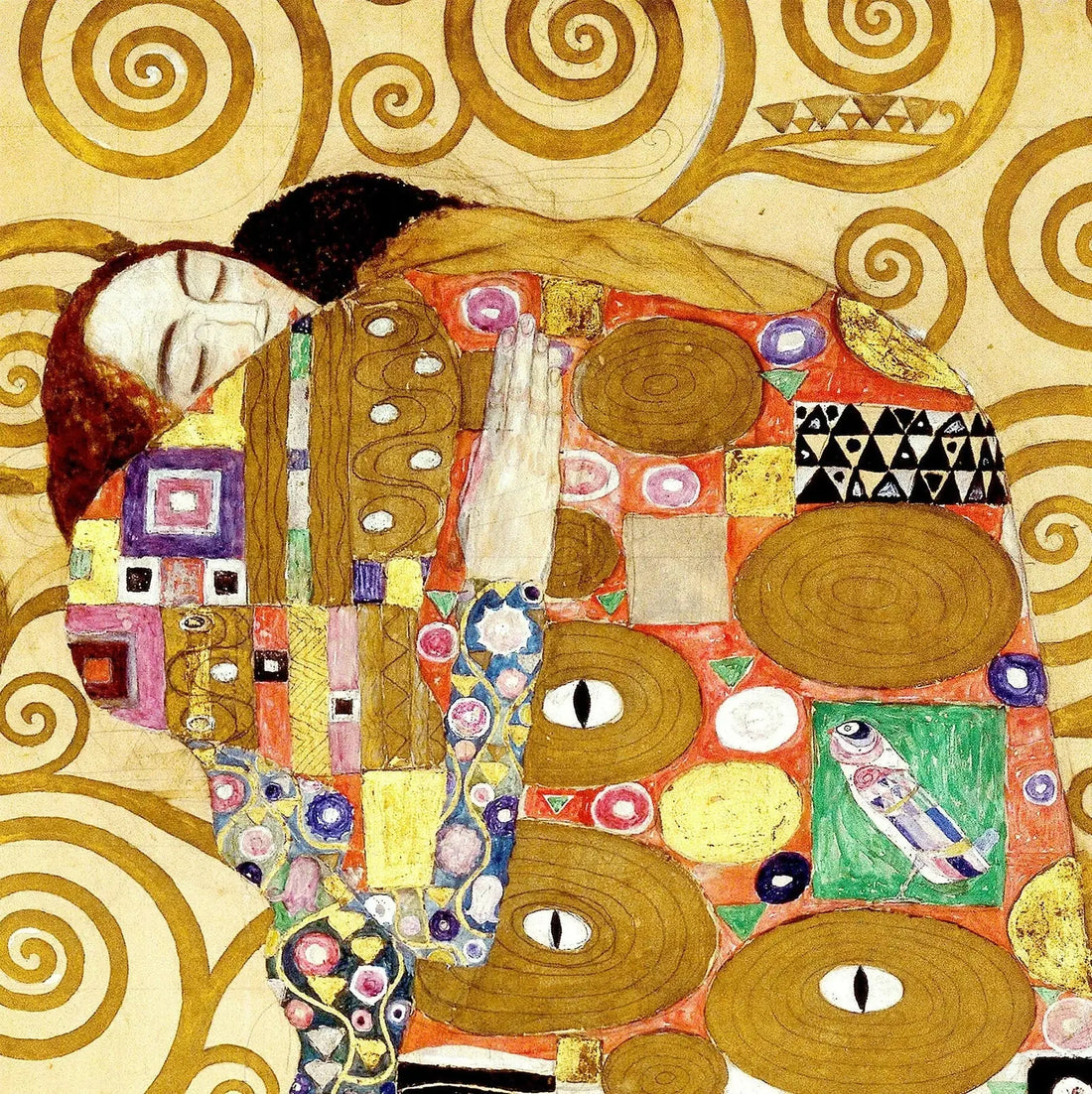 🤝 العناق (تفصيل من شجرة الحياة) – غوستاف كليمت (حوالي 1905-1909)