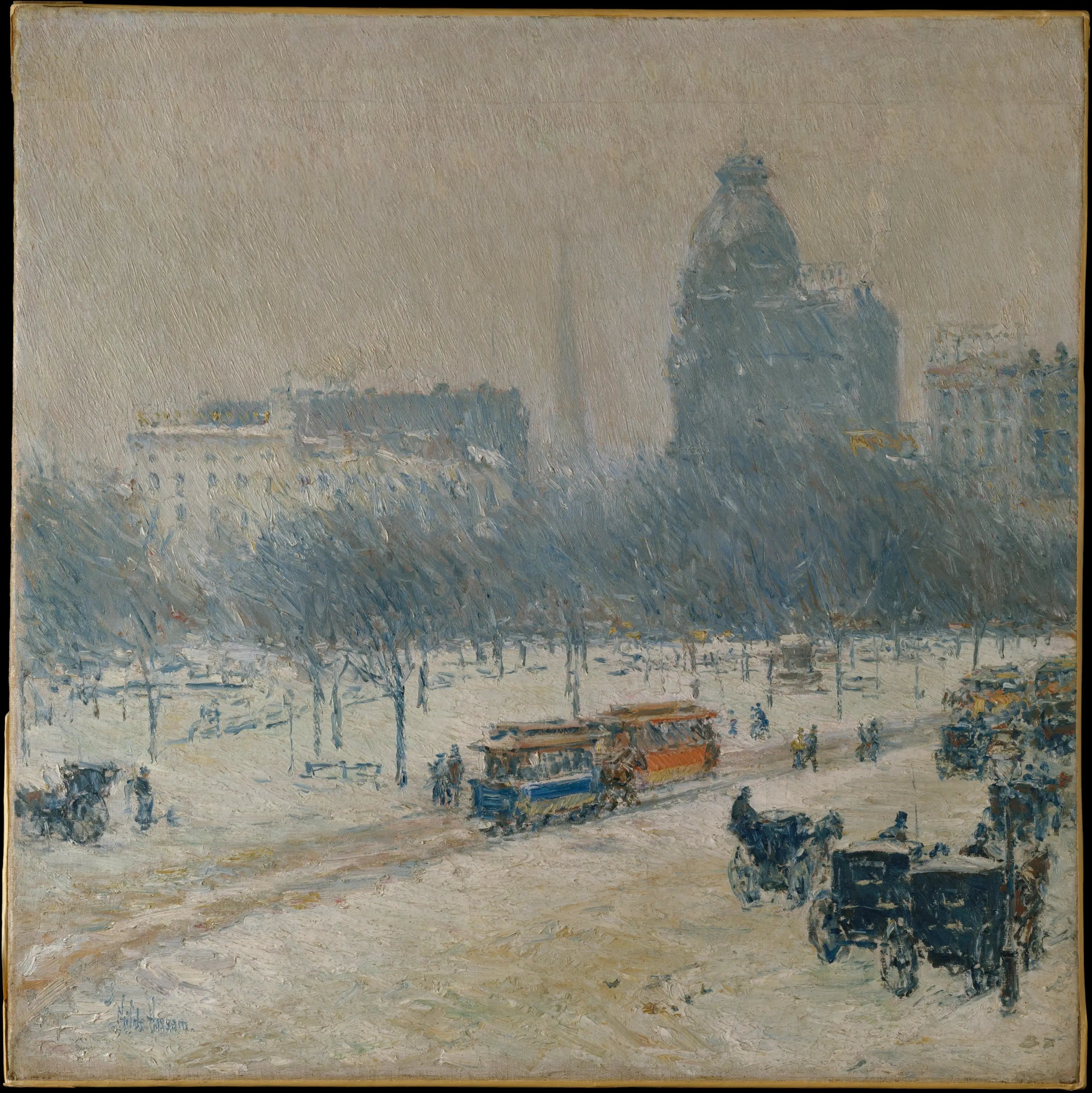 L'hiver à Union Square - Childe Hassam image 1 reproduction d’œuvre d’art à l’huile