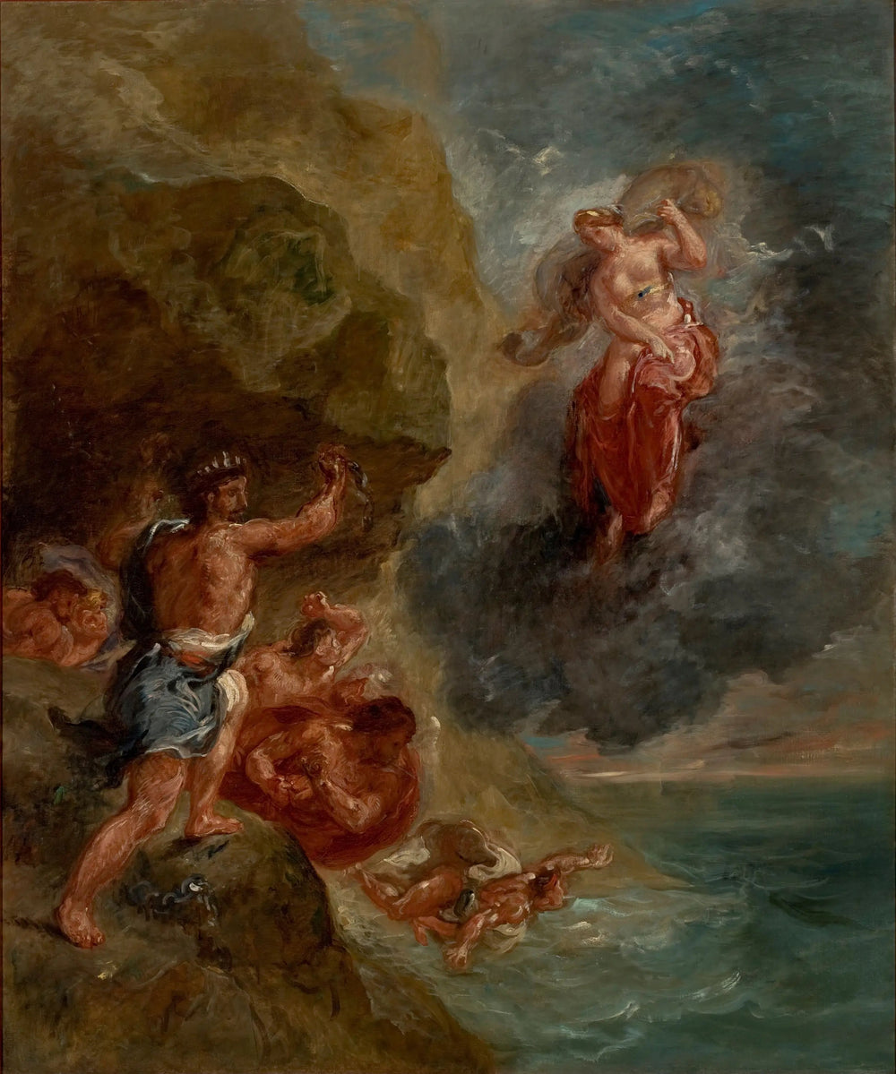 Reproduction du tableau « L'Hiver - Junon supplie de détruire la flotte d'Énée - Eugène Delacroix » par Alpha Reproduction en peinture à l’huile