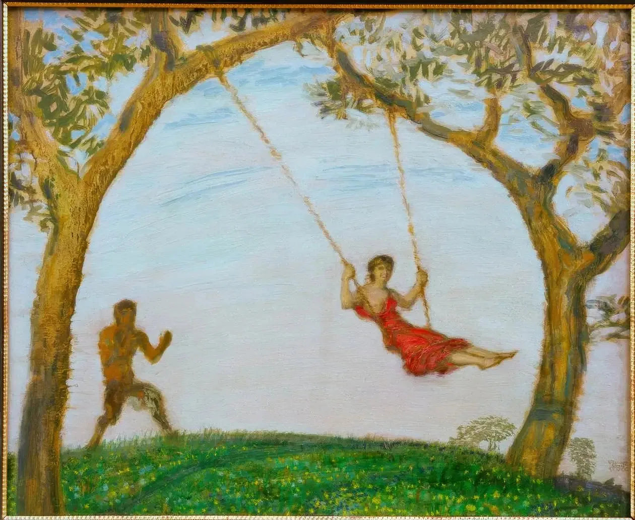 La Balançoire - Franz von stuck image 1 copie peinte à la main à l’huile