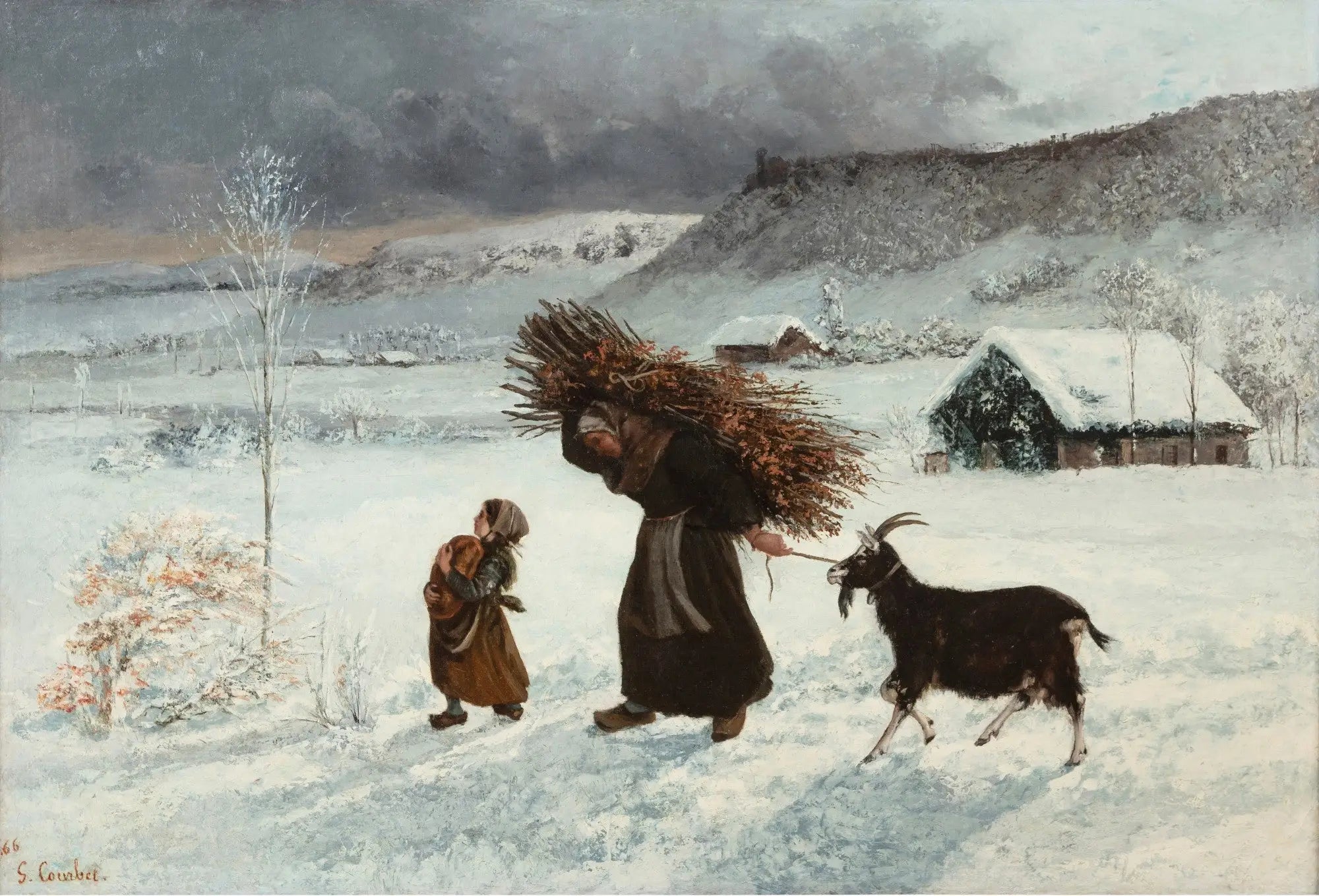 La Femme à la chèvre ou La Fagotière - Gustave Courbet image 1 copie peinte à la main à l’huile