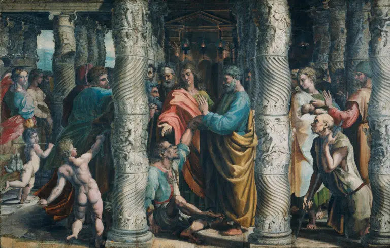 La guérison de l'homme boiteux - Raphaël Sanzio image 1 reproduction de peinture à l’huile