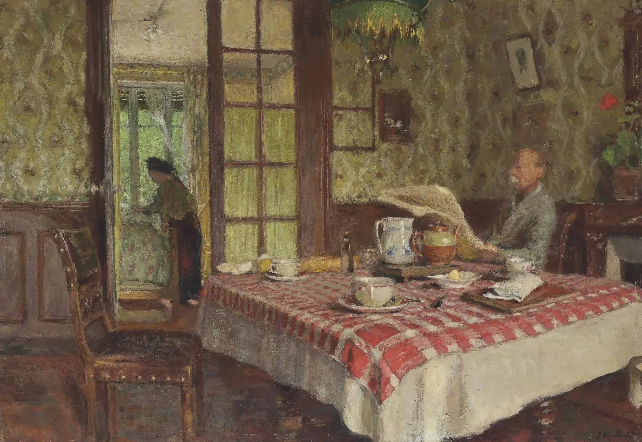 La lecture dans la salle à manger, Vaucresson - Édouard Vuillard image 1 copie de tableau peinte à la main