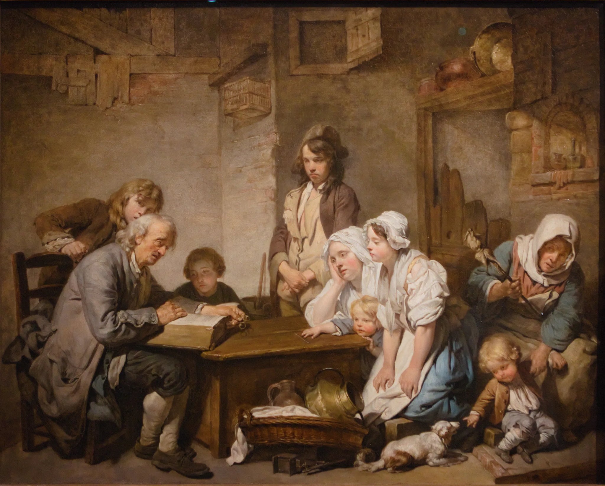 La Lecture de la Bible - Jean-Baptiste Greuze image 1 reproduction de peinture à l’huile
