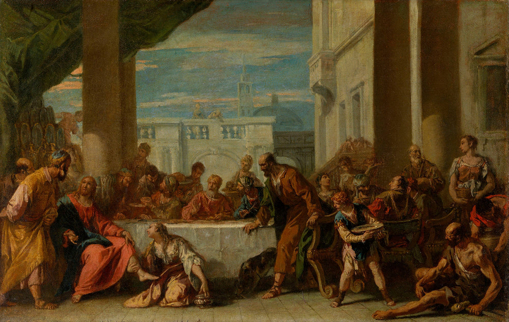 La Madeleine oignant les pieds du Christ. - Sebastiano Ricci image 1 reproduction réalisée par Alpha Reproduction