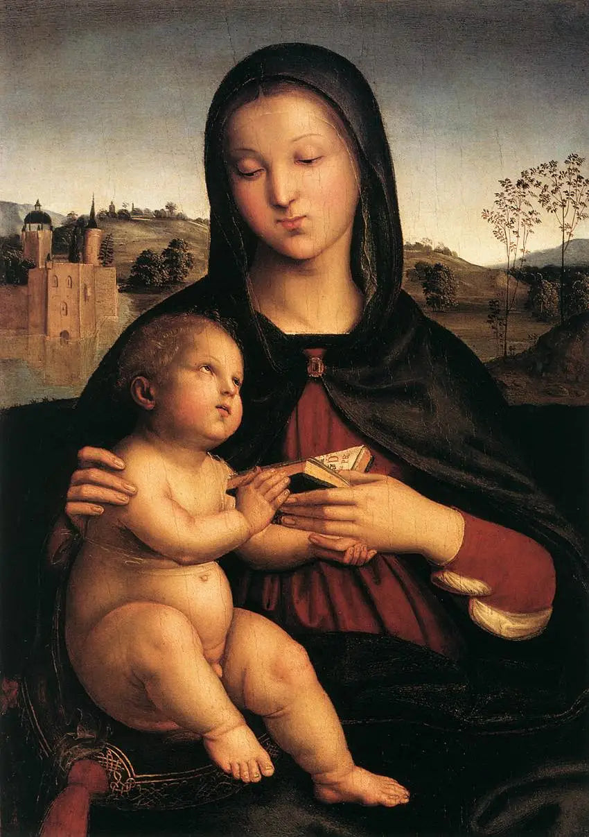 Reproduction du tableau « La Madone Pasadena - Raphaël Sanzio » par Alpha Reproduction en peinture à l’huile