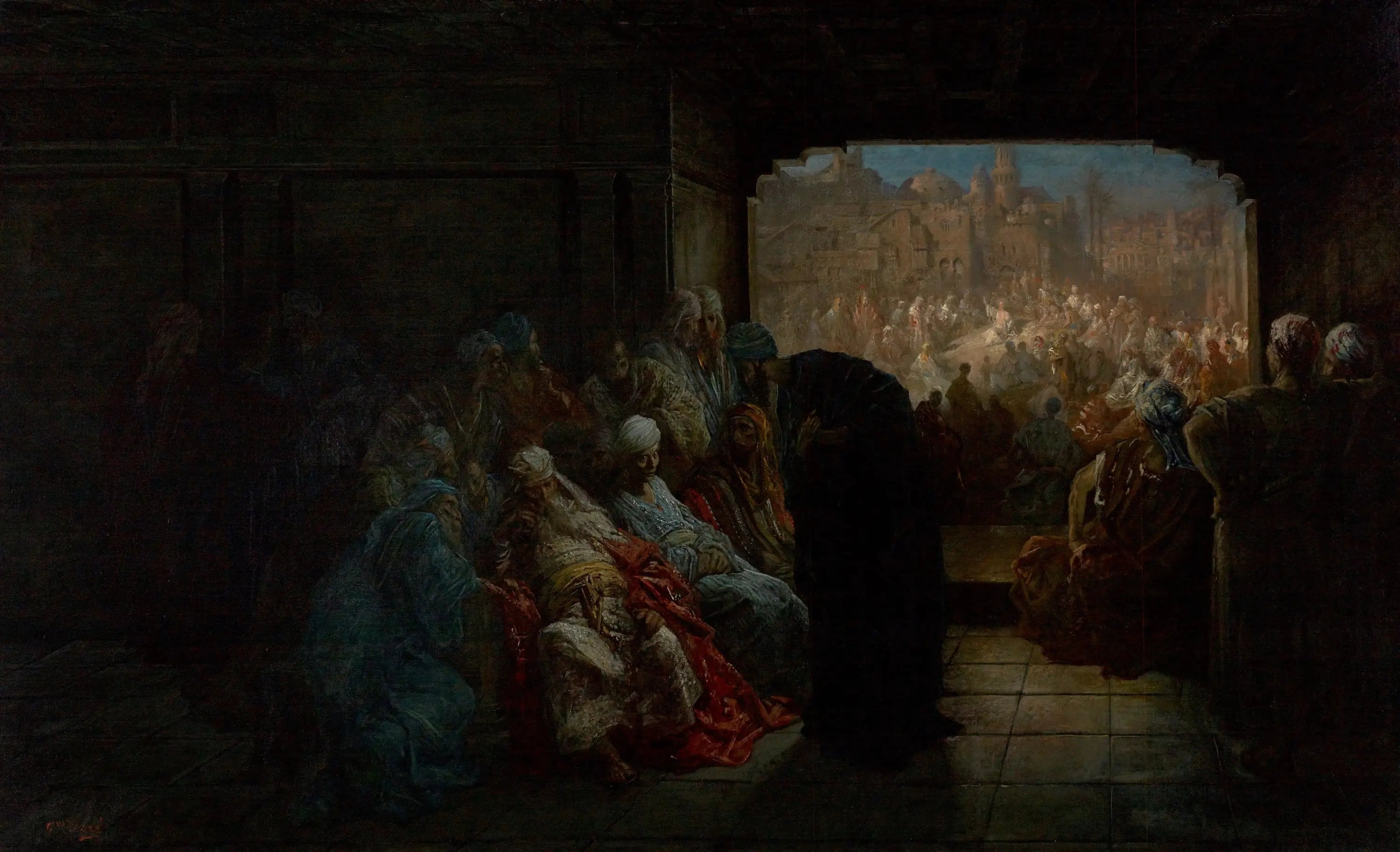 La maison de Caïphe - Gustave Doré image 1 reproduction de peinture à l’huile