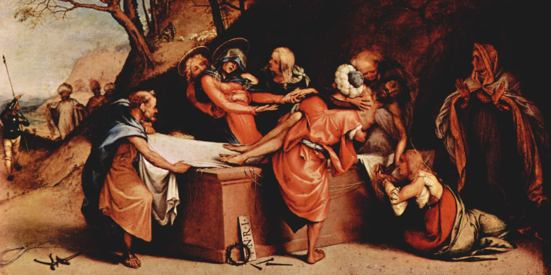 La Mise au tombeau du Christ (Lotto) - Lorenzo Lotto image 1 copie peinte à la main à l’huile