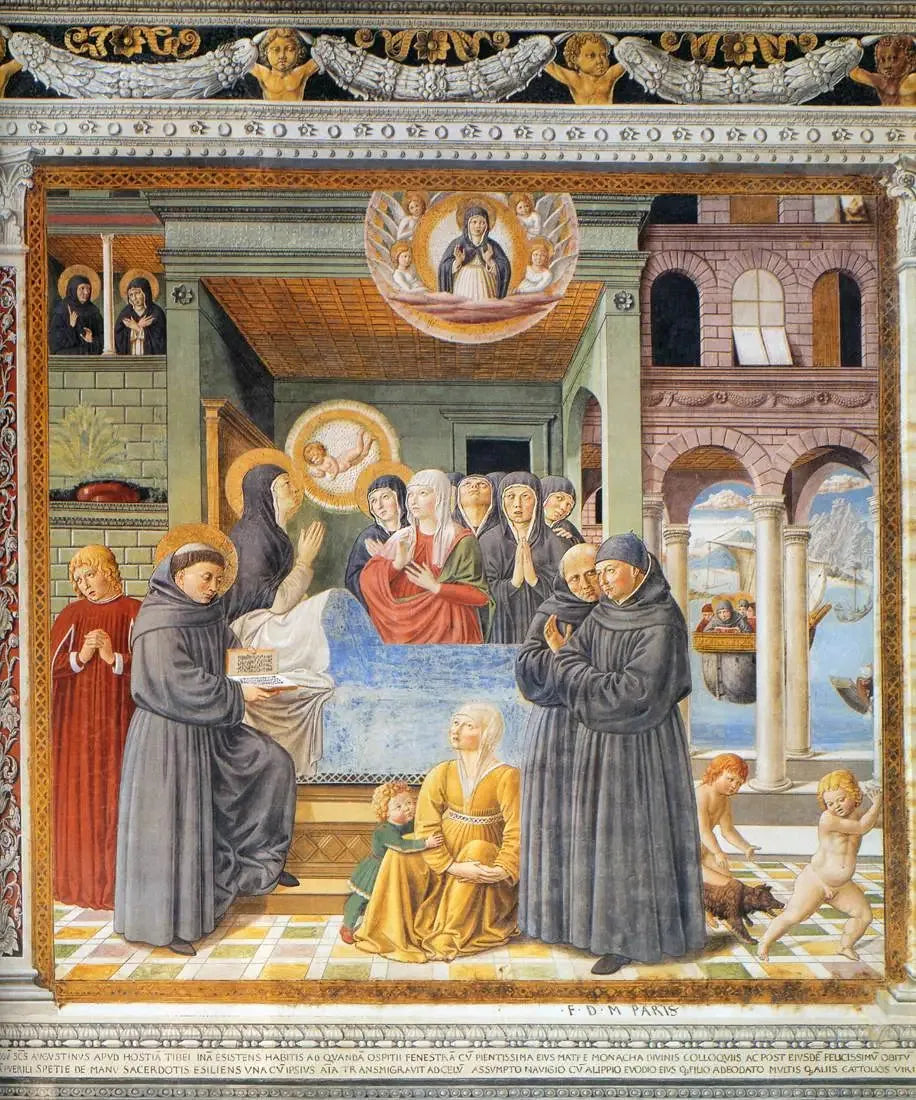 La Mort de sainte Monique (scène 13, mur sud) - Benozzo Gozzoli image 1 tableau peint à l’huile sur toile