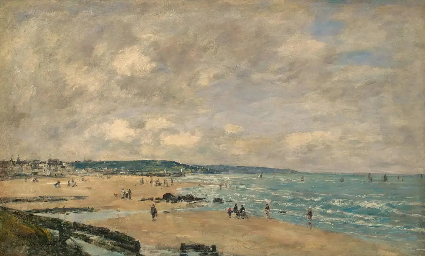 La plage à Trouville - Eugène Boudin image 1 reproduction artisanale de tableau