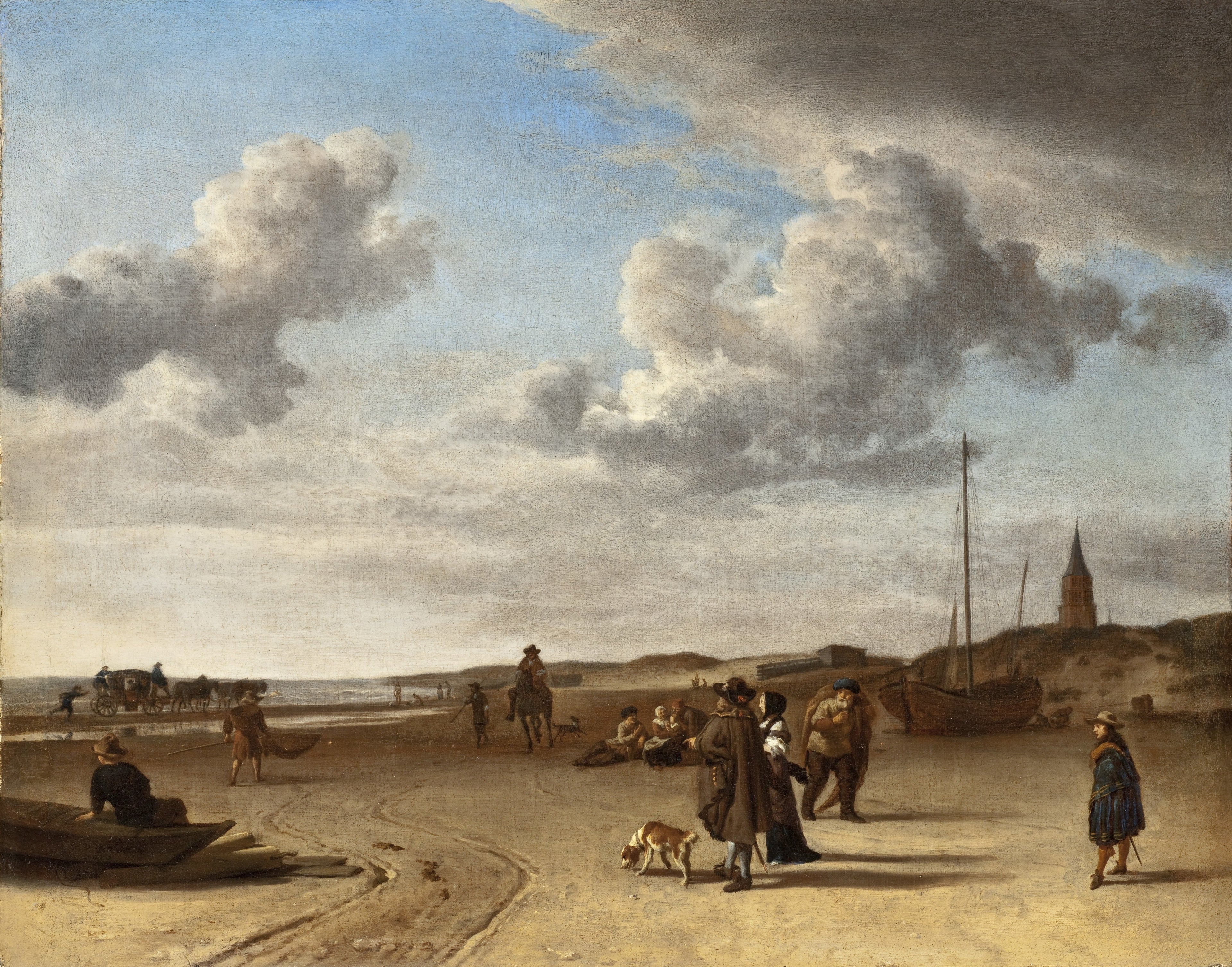 La plage de Scheveningen - Adriaen van de Velde image 1 copie peinte à la main à l’huile