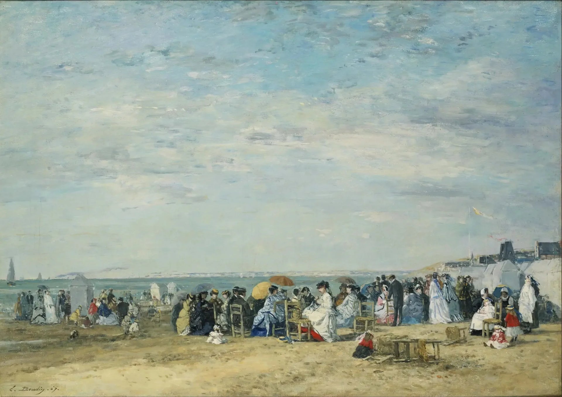 La plage de Trouville - Eugène Boudin image 1 copie de tableau peinte à la main