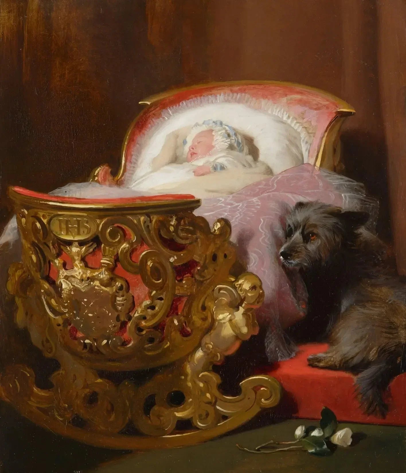 La princesse Alice endormie - Edwin Henry Landseer image 1 copie peinte à la main à l’huile