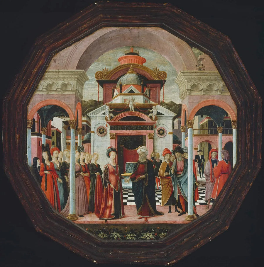 La rencontre de Salomon et de la reine de Saba ; un chérubin tenant des cornes d'abondance de cerises (recto et verso) - Francesco del Cossa