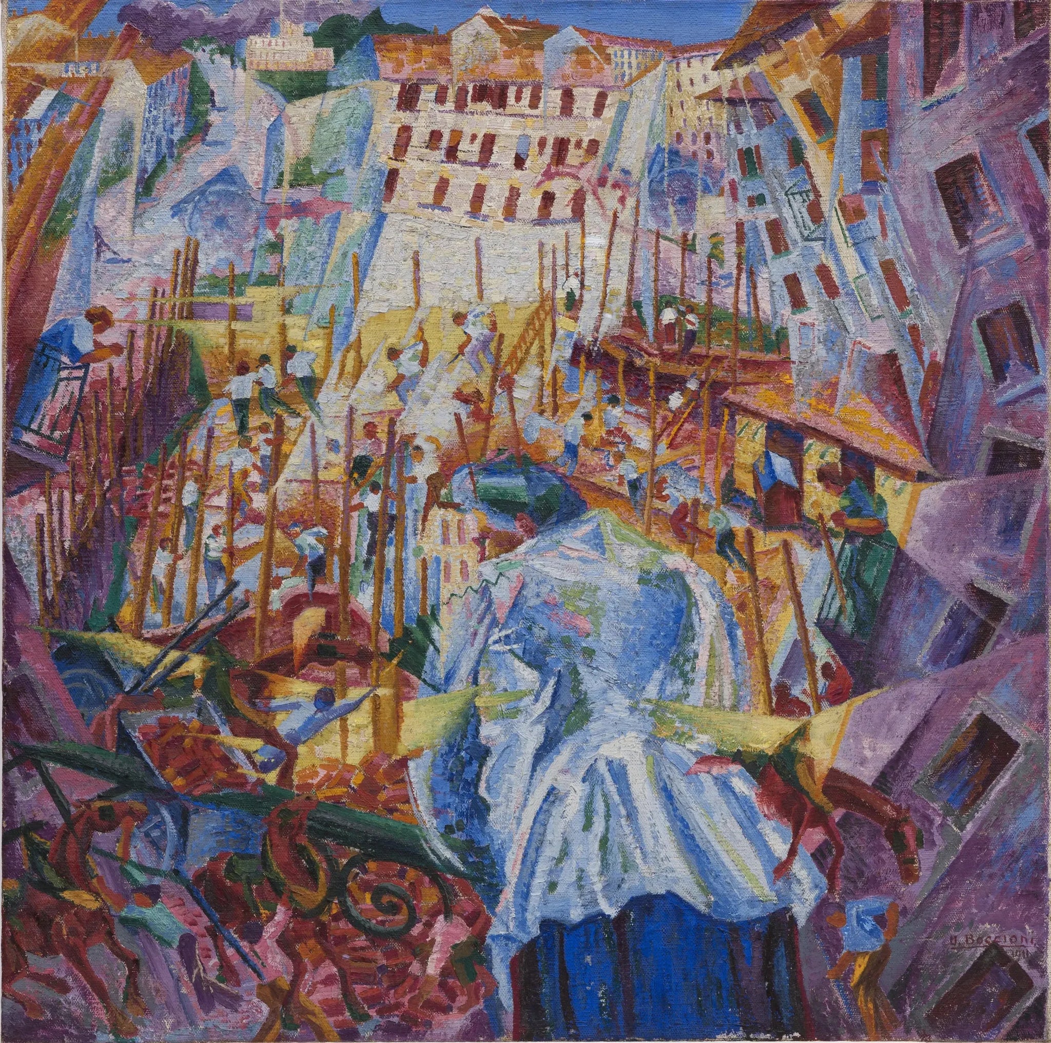 La rue entre dans la maison - Umberto Boccioni image 1 copie de tableau peinte à la main