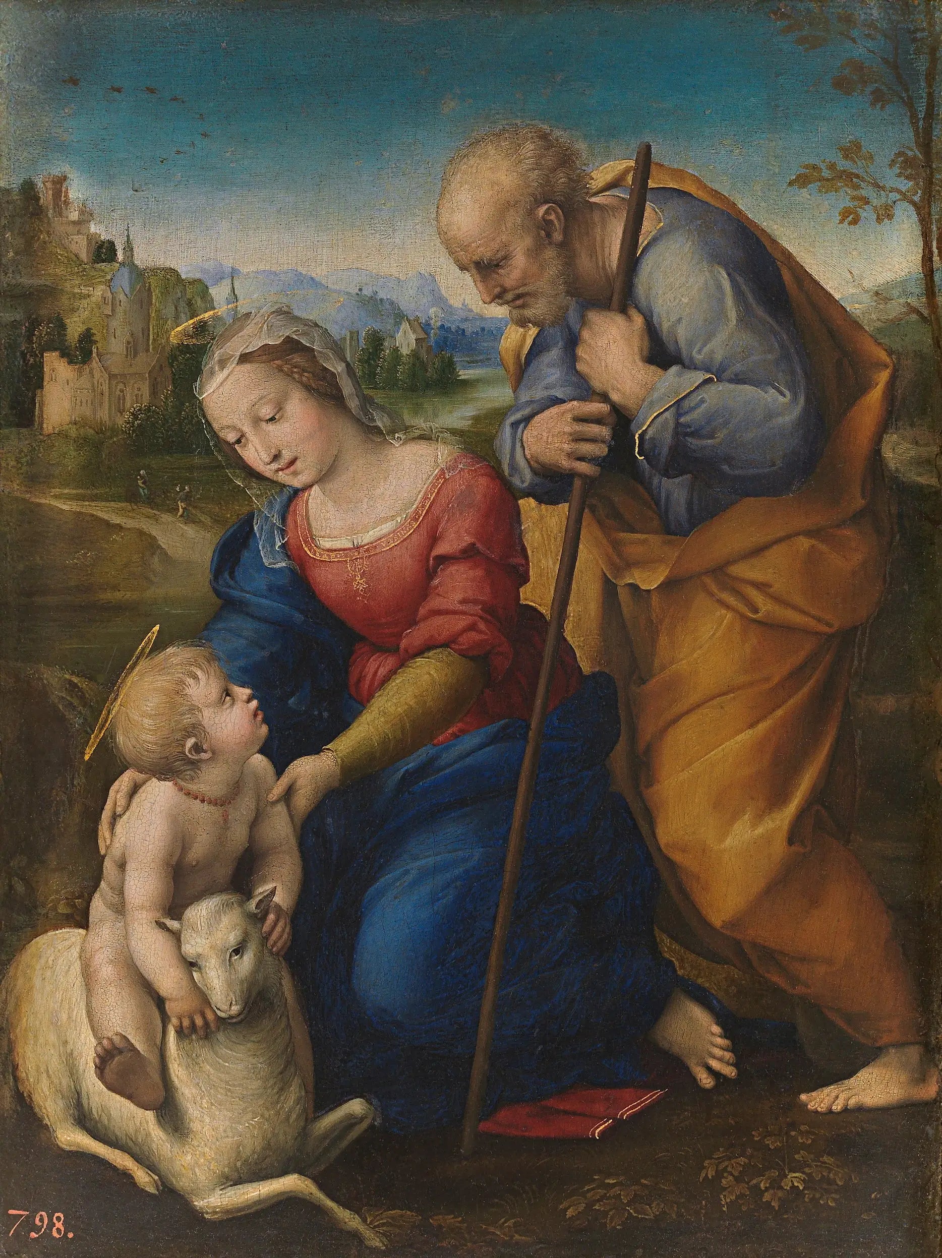 Reproduction du tableau « La Sainte Famille à l'agneau - Raphaël Sanzio » par Alpha Reproduction en peinture à l’huile