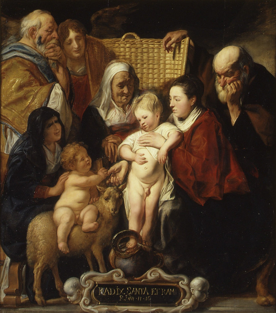 La Sainte Famille avec sainte Anne, le jeune Baptiste et ses parents - Jacob Jordaens image 1 copie de tableau peinte à la main