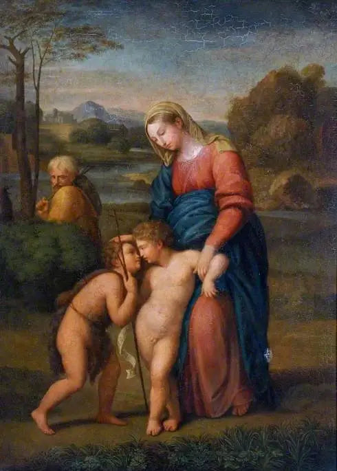 العائلة المقدسة مع الطفل القديس يوحنا المعمدان - رافائيل سانزيو