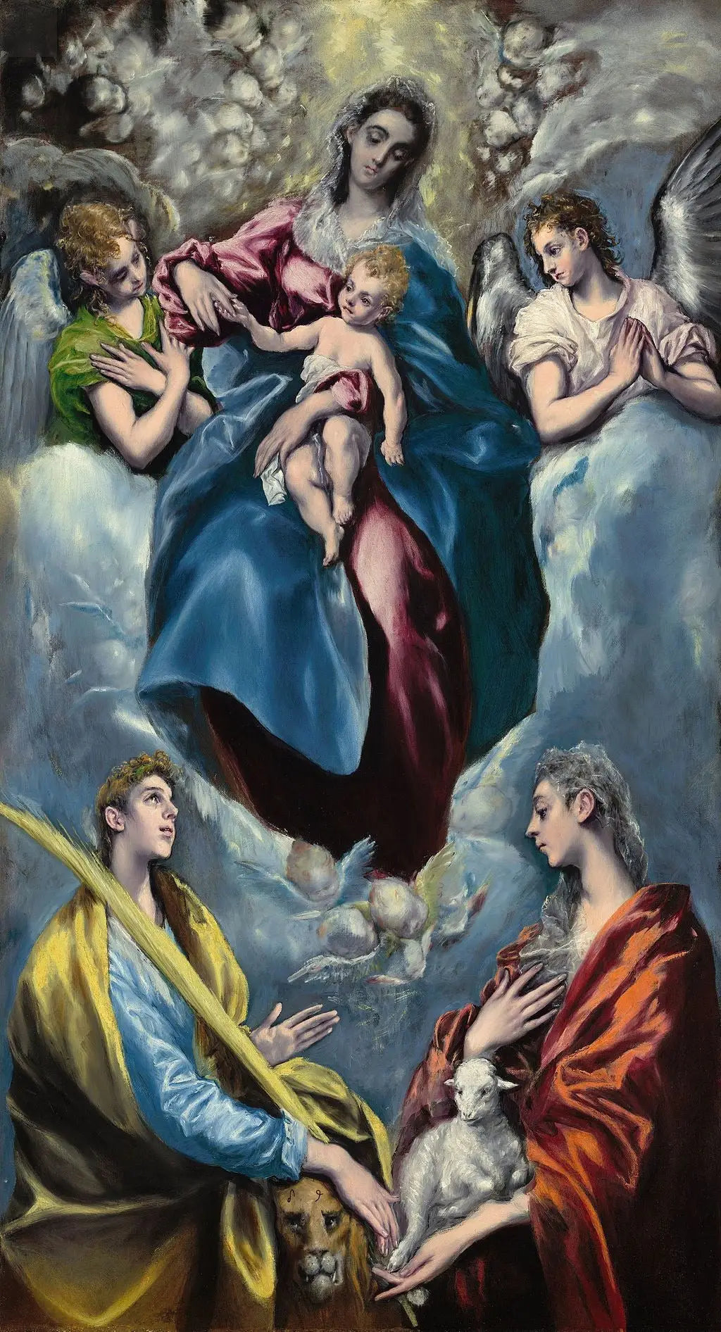La Vierge à l'Enfant avec sainte Martine et sainte Agnès - El Greco image 1 reproduction d’œuvre d’art à l’huile