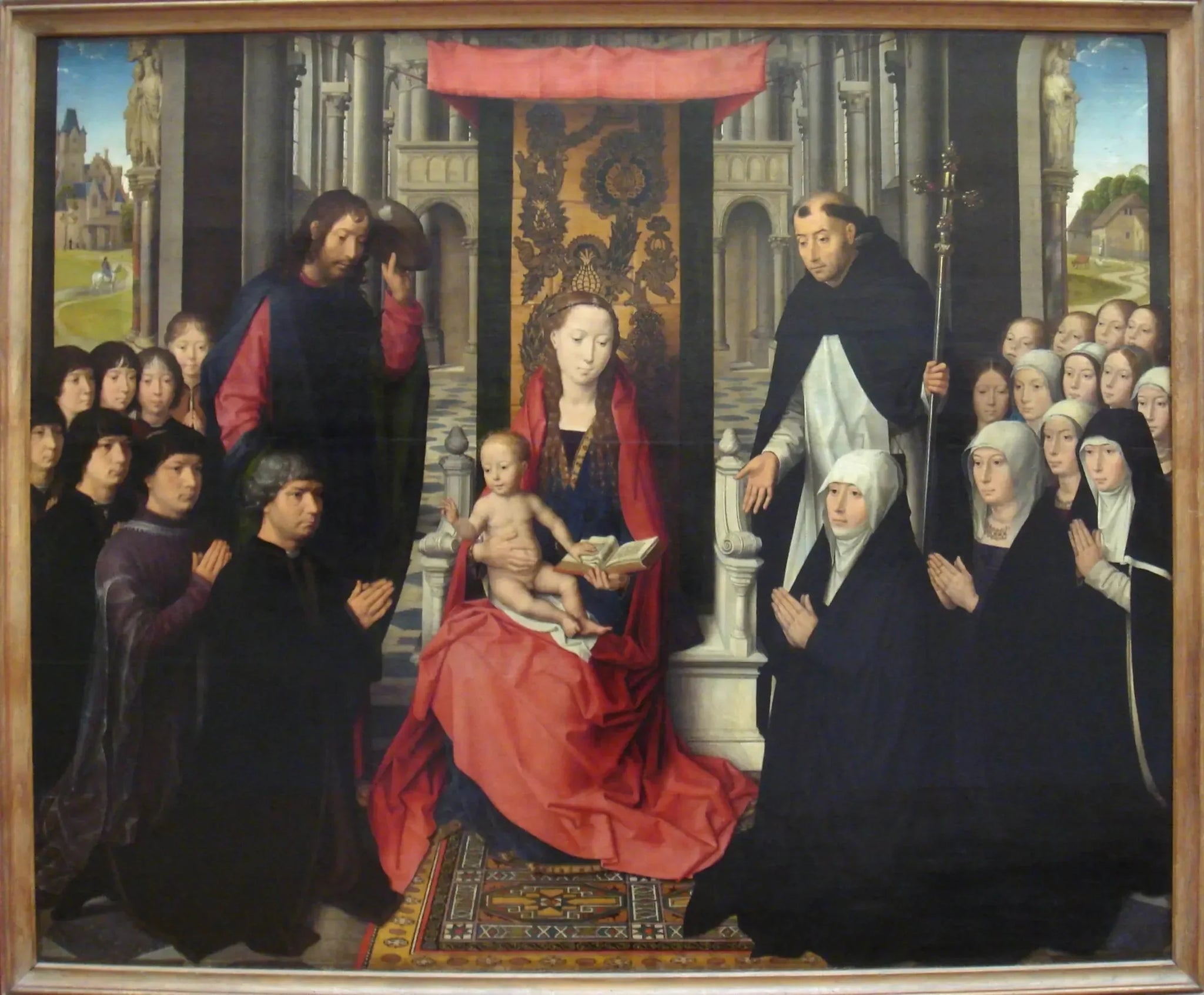 La Vierge à l'Enfant entre saint Jacques et saint Dominique - Hans Memling image 1 copie de tableau peinte à la main