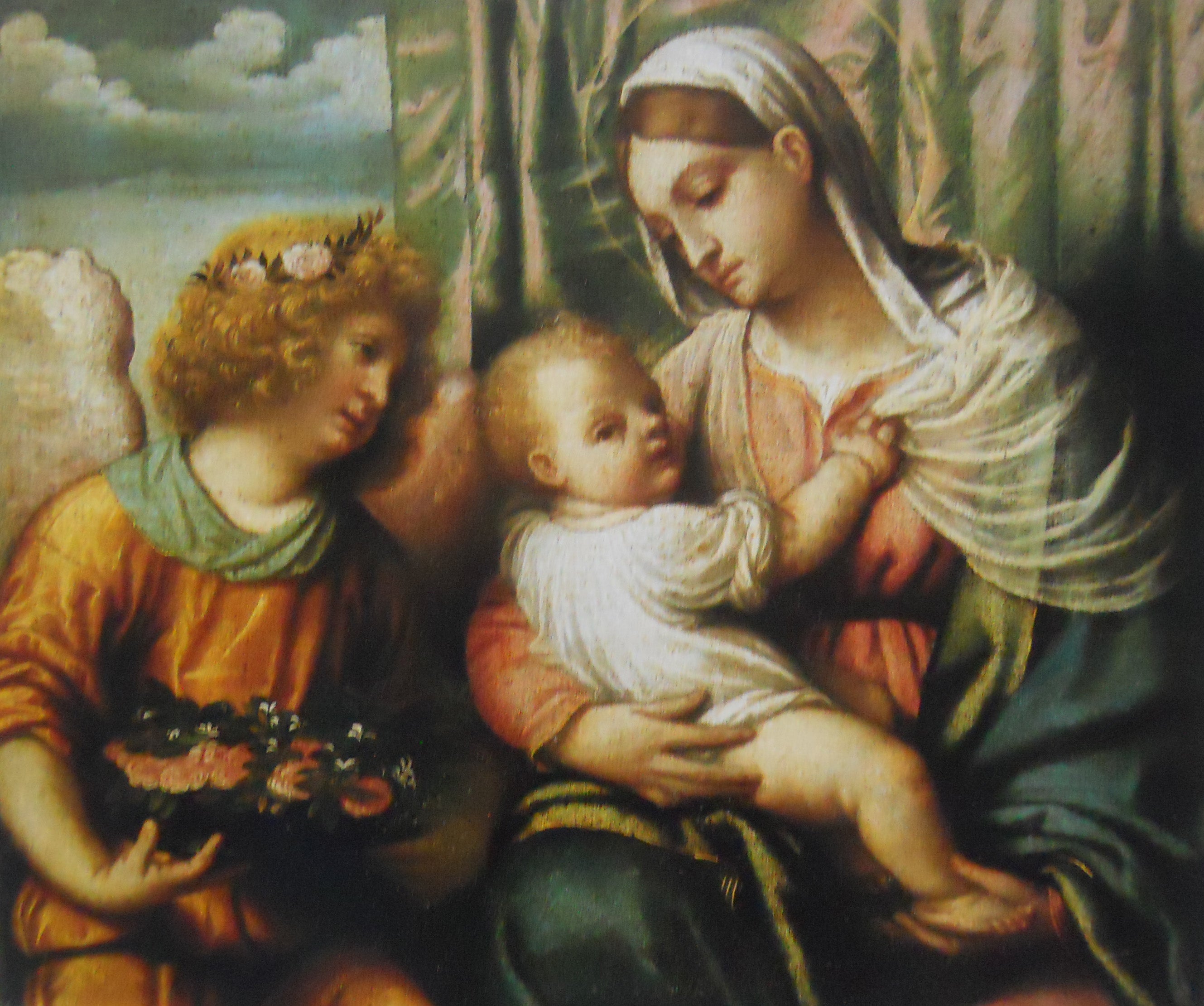 La Vierge à l'Enfant et un ange - Alessandro Bonvicino image 1 reproduction réalisée par Alpha Reproduction