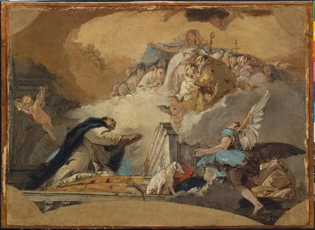 La Vierge recevant les prières de saint Dominique - Giovanni Battista Tiepolo image 1 reproduction artisanale de tableau