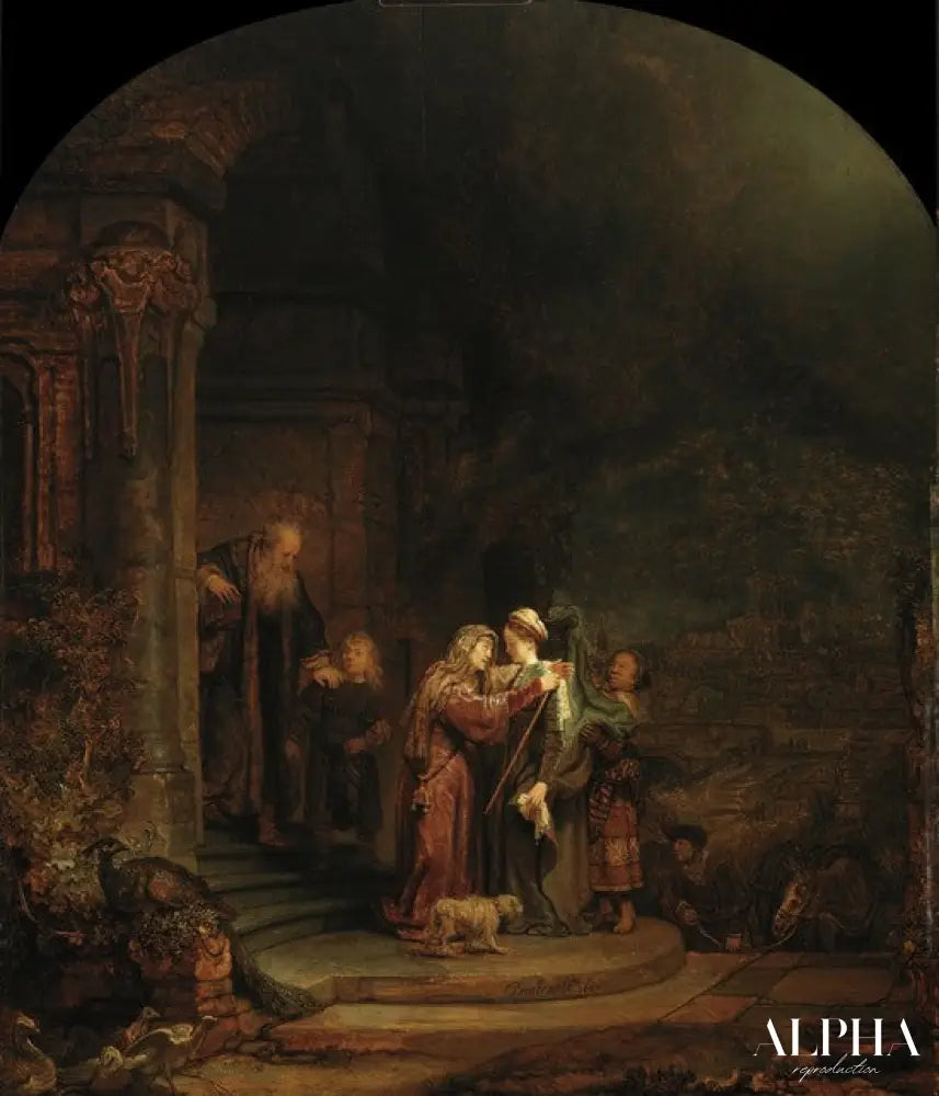 La visite - Rembrandt van Rijn - Reproductions de tableaux et peintures haut de gamme