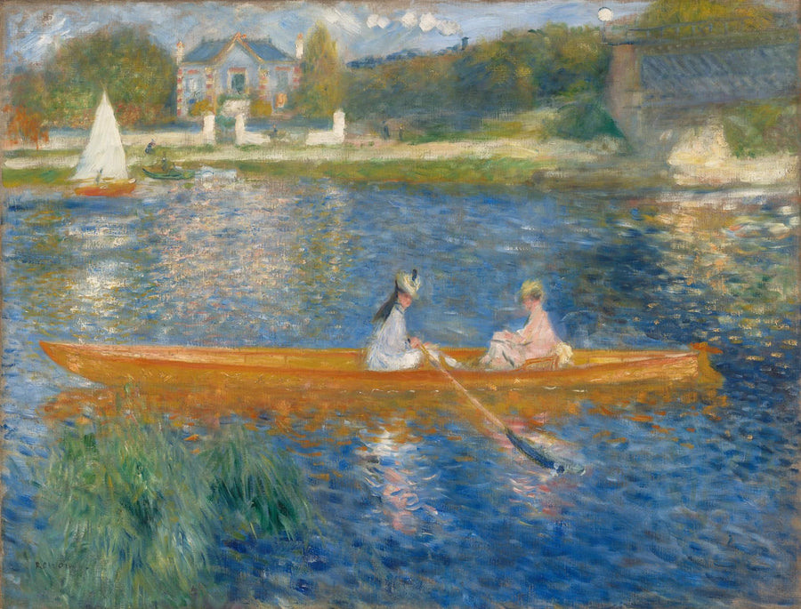 La Yole, deux femmes dans un canot orange sur la Seine par Renoir – National Gallery NG6478