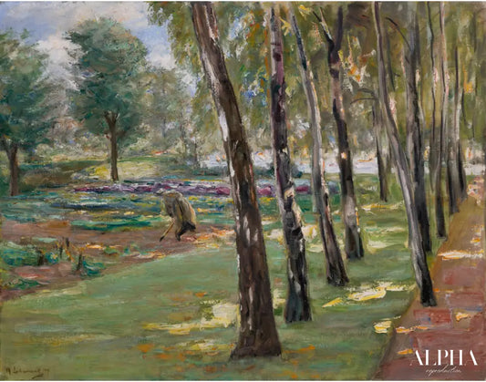 L'allée de bouleaux dans le jardin de Wannsee - vue sur le champ de choux - Max Liebermann - Reproductions de tableaux et peintures haut de gamme