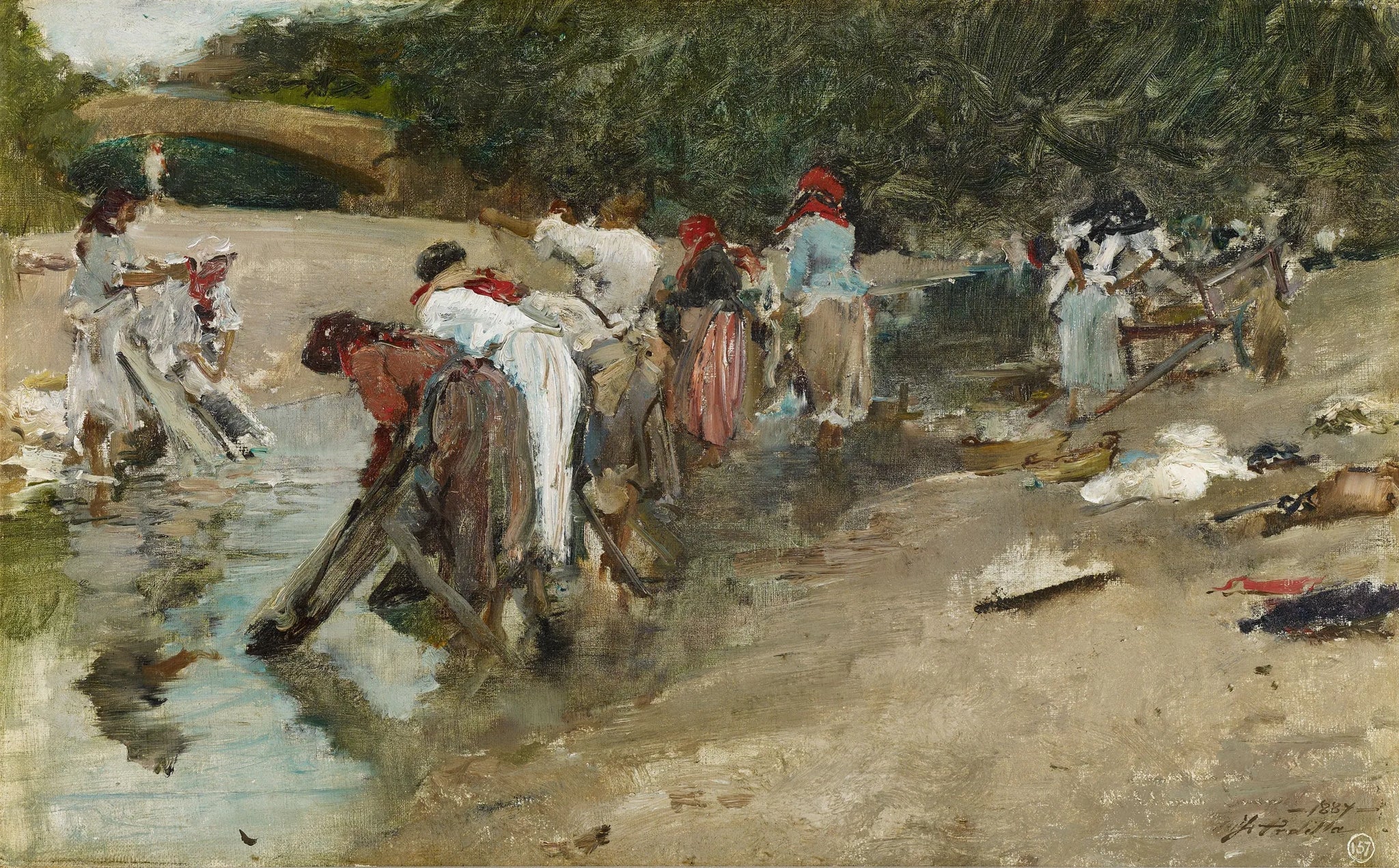 Lavandières galiciennes - Francisco Pradilla y Ortiz image 1 reproduction de peinture à l’huile