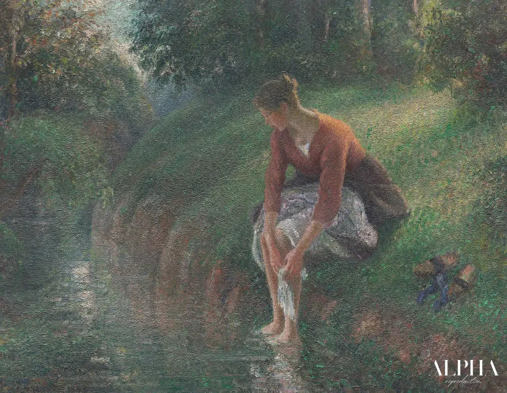 Le bain de pieds - Camille Pissarro - Reproductions de tableaux et peintures haut de gamme